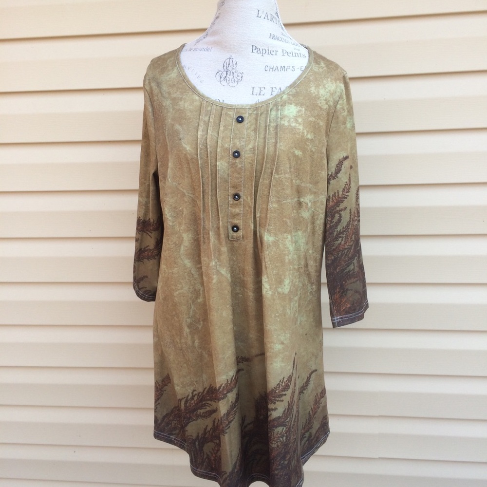 NWT 1X Azalea by Firmiana Tan w Wheat Print